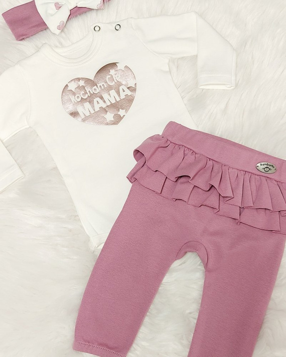 "Kocham Cię Tata serduszko" Bambarillo Body z długim rękawem różowy