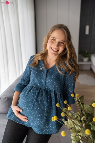 Mother Nature Milk&Love Tunika do karmienia indygo w kropki