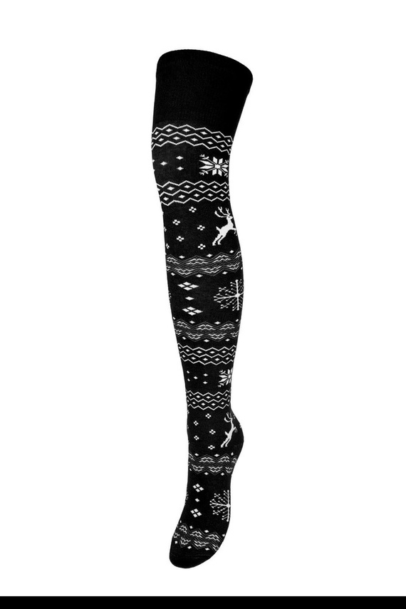 1276 Zakolanówki damskie świąteczne Milena - czarny