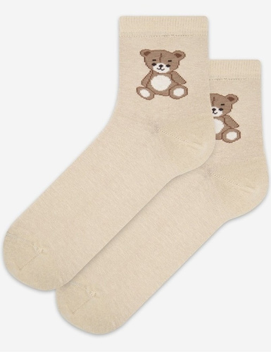 U84.01P Skarpety damskie Wola Perfect Woman beige 965– bawełna, kolorowe wzory