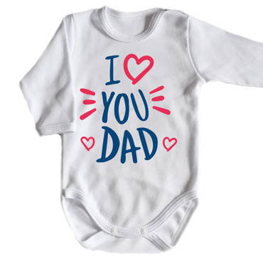 "I LOVE YOU DAD" Moocha Body długi rękaw biały