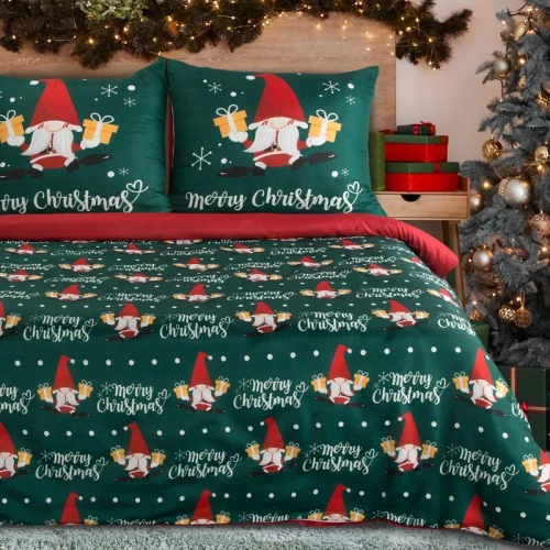 Galdor Pościel świąteczna z mikrowłokna Eurofirany zielona czerwona skrzaty– miękka, lekka i łatwa w pielęgnacji, z zamkiem błyskawicznym