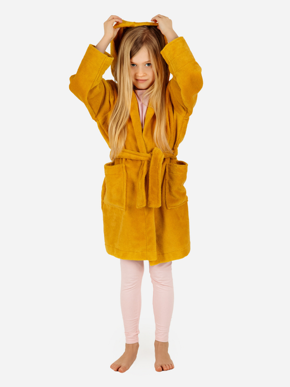 Bamboo Szlafrok dziecięcy bambusowy ByShelly - musztardowy