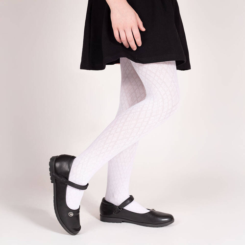 141802 Rajstopy żakardowe W2 Nicol - biały