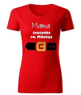 "Mama śnieżynka św. Mikołaja" Moocha koszulka damska świateczna