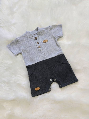 "Mieszko" Bambarillo rampers pajac letni szary-grafitowy