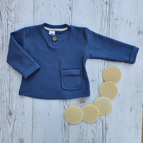 "Natural Waffel" Makoma Bluza polo denim