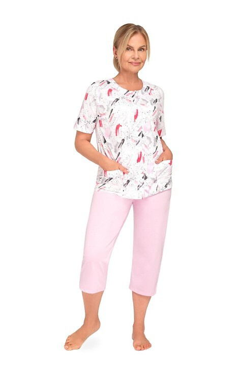 200 Maria I Piżama damska Martel 31 różowa – bawełna, rozpinana, krótki rękaw