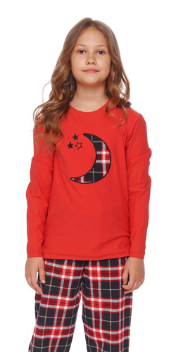 Piżama dziecięca 4493 "Black Red Moon Viscose" Unisex Doctor Nap - red