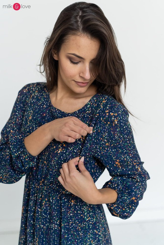 Lovely Dress Milk&Love sukienka ciążowa i do karmieniagranatowa w print