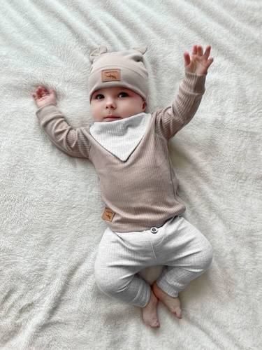 Lagarto Verde Bluzka z dzianiny prążkowej - beżowy