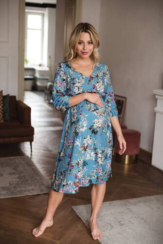 Lovely Dress Midi Milk&Love sukienka ciążowa i do karmienia błękitna w kwiaty