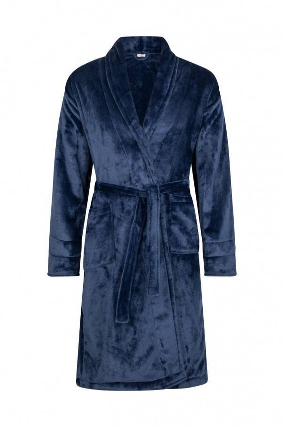 Super Babcia Szlafrok damski polarowy ByShelly - granatowy/złoty