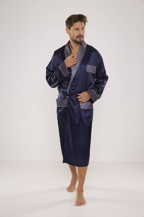 940 Satyna szlafrok męski Forex - granat