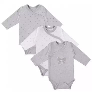 "TINY" Ewa Klucze Body kopertowe 3-pak- szare kokardki