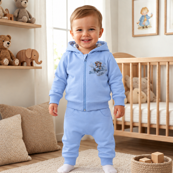 NINI Baby Bear Pilot spodnie dresowe niemowlęce organiczne ABN-5752/BLE
