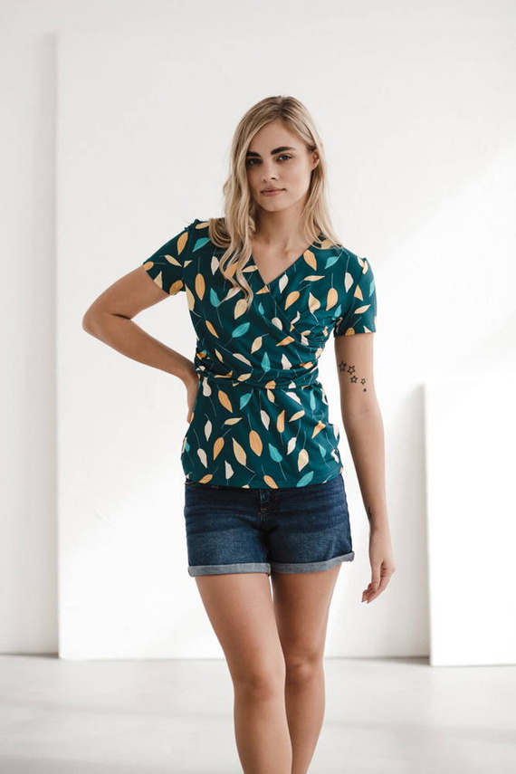 Milk Bar Bluzka do karmienia i ciążowa Milk&Love turkusowy w listki