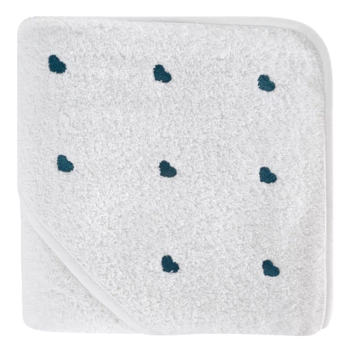 Baby 58 Serca niemowlęce okrycie kąpielowe Eurofirany biały/niebieski