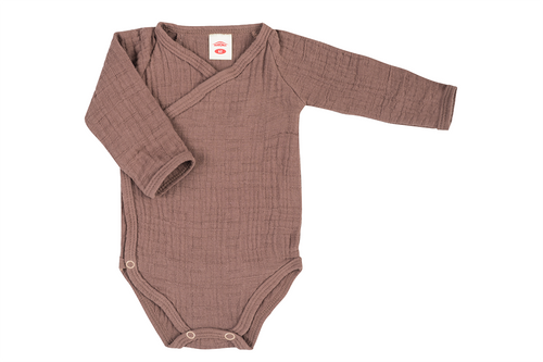 03252C "Bamboo Muslin Choco" Body dzidziuś rozpinane muślinowe Makoma 