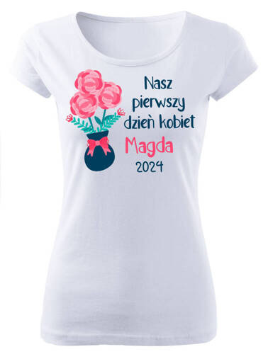 "Nasz pierwszy Dzień Kobiet" Moocha koszulka damska biały