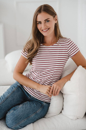 Bluzka do karmienia z krótkim rękawem Milk&Love w paski