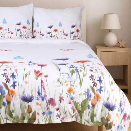 31512/1 Pościel flanelowa Flanelove Darymex biała kolorowa kwiaty– komplet, 100% bawełna, ciepła i miękka