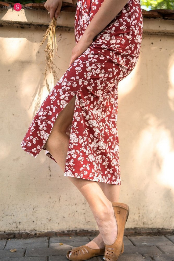 Sukienka do karmienia Two Ways LONG krótki rękaw Milk&Love miętowa w magnolie i ptaki