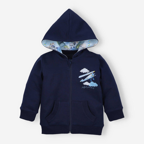 Samoloty Bluza na zamek z bawełny organicznej Nini granatowy