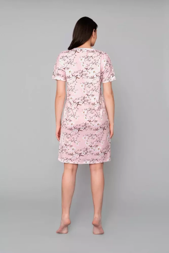 Alwa koszula nocna krótki rękaw Italian Fashion - różowy druk