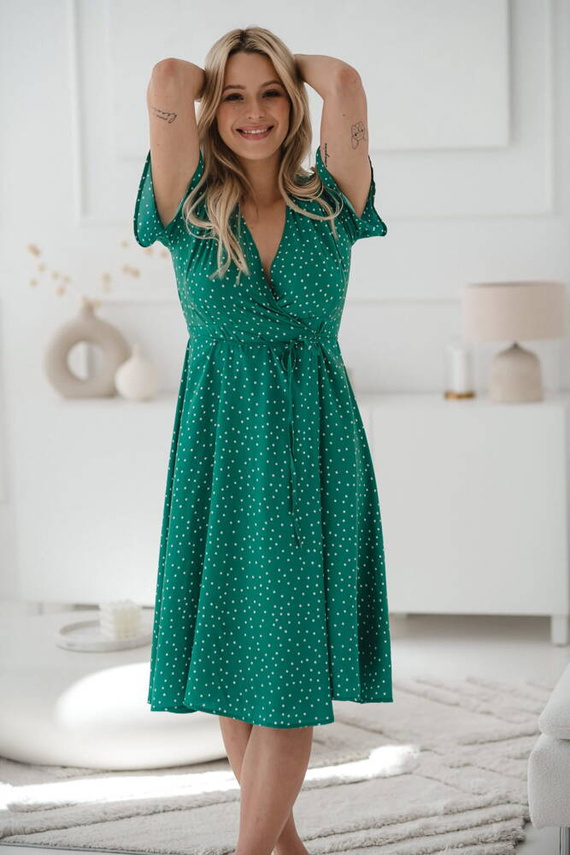 Milk Shake Milk&Love Sukienka do karmienia krótki rękaw zielona w groszki