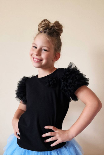 Ines Bambarillo Bluzka dziecięca krótki rękaw czarna