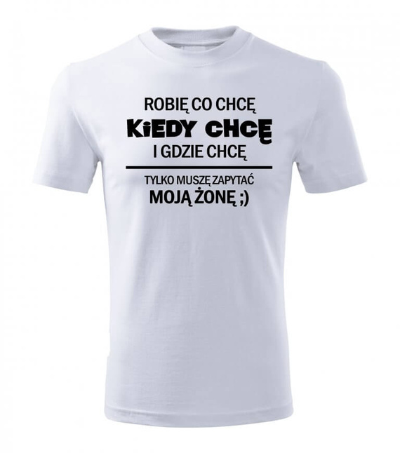 "Muszę zapytać żonę" Moocha koszulka męska czarny