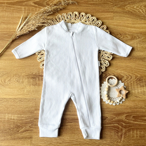 PSAG002 EkoBaby Mamatti Pajac niemowlęcy bez stópek - biały