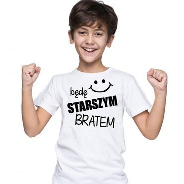 "Będę STARSZYM bratem v2"  Moocha Koszulka dziecięca biały