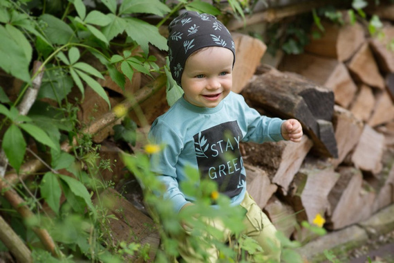 Czapka bawełniana "Stay Green" Pinokio - grafit druk