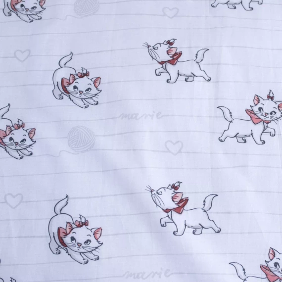 Marie Cat Bow Pościel bawełniana do łóżeczka Jerry Fabrics szary