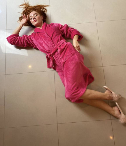 628 Abigail Długi Szlafrok damski Forex - malina 