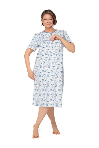 Koszula nocna Bogna I 203 Martel bawełna krótki rękaw guziki 35 niebieski