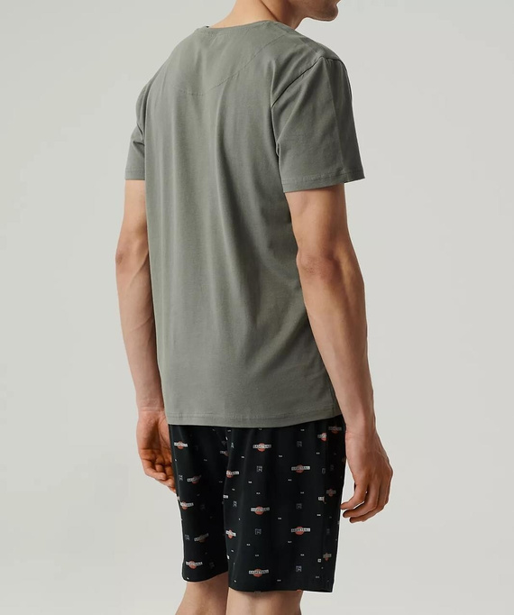 NMP-384 Piżama męska krótki rękaw, Atlantic-khaki czarny