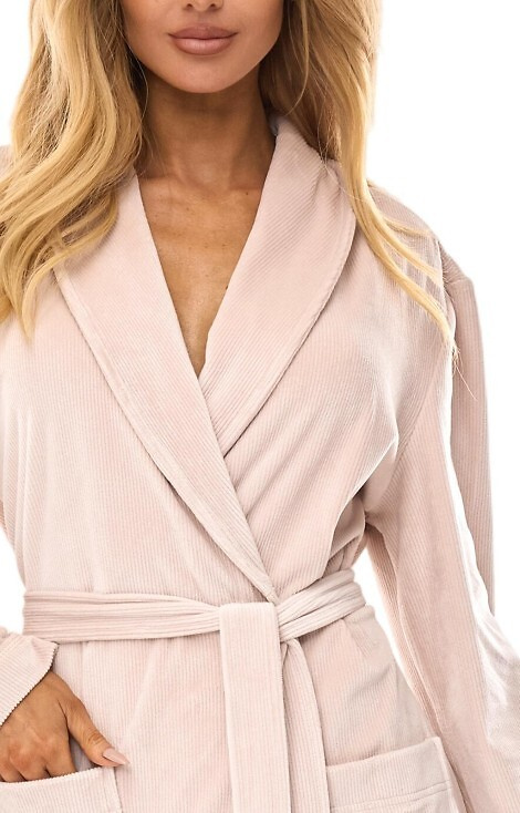 2510 Aura Szlafrok damski L&L długi angora – miękki, ciepły