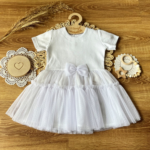 SHAG102 EkoBaby Mamatti Sukienka z krótkim rękawem - biały