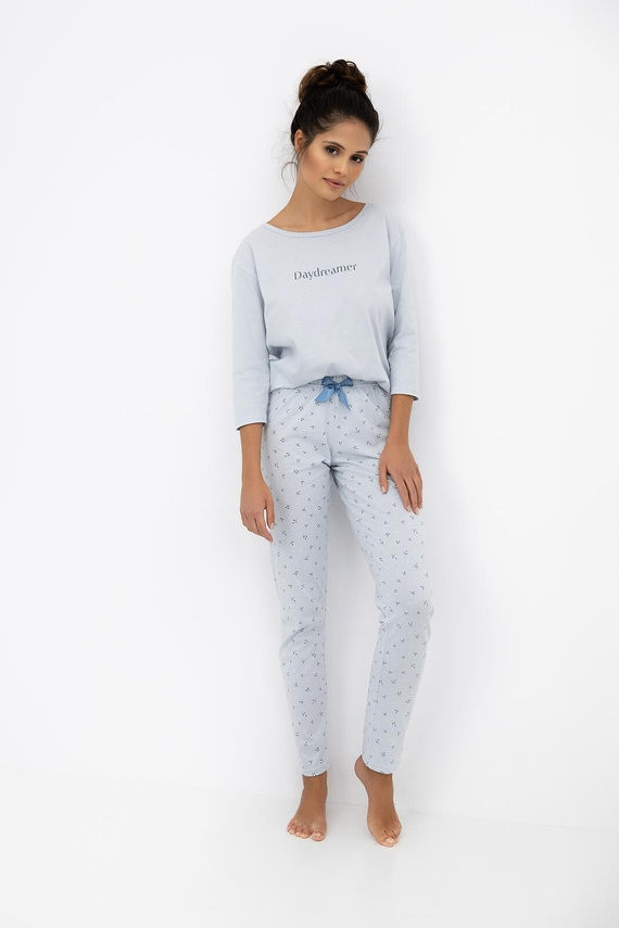 Daydreamer Piżama damska 3/4 Sensis gołębi – bawełniana, niebieska piżama z długimi spodniami