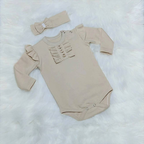 Renia Bambarillo Body z długim rękawem beżowy