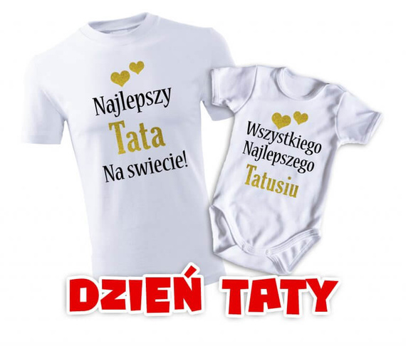 "Komplet dla taty i dziecka na DZIEŃ OJCA" Moocha  koszulka + body biały