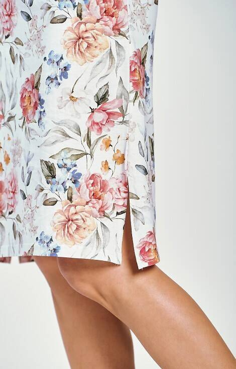 3248 Louisa Koszula Damska Taro - biała - kwiaty