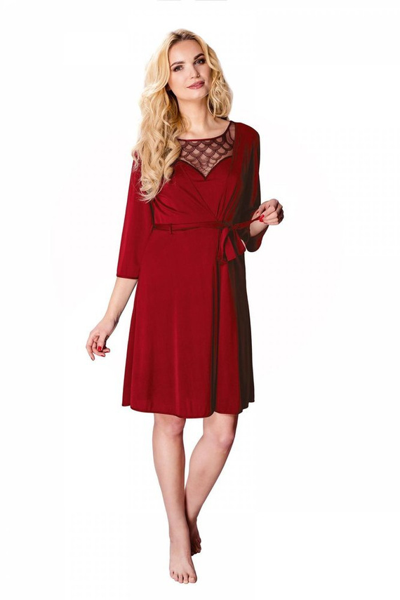 86299 Passion Szlafrok peniuar Mewa burgundowy
