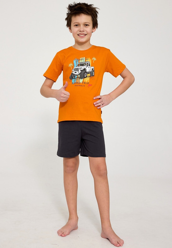 Cornette Young Boy 476/124 Road Trip 2 piżama chłopięca 100% bawełna pomarańczowa