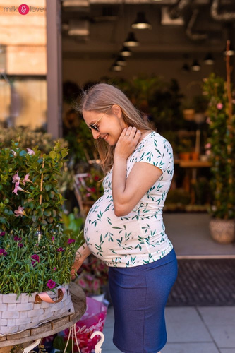 Bluzka do karmienia i ciążowa z krótkim rękawem Milk Shirt Milk&Love w listki
