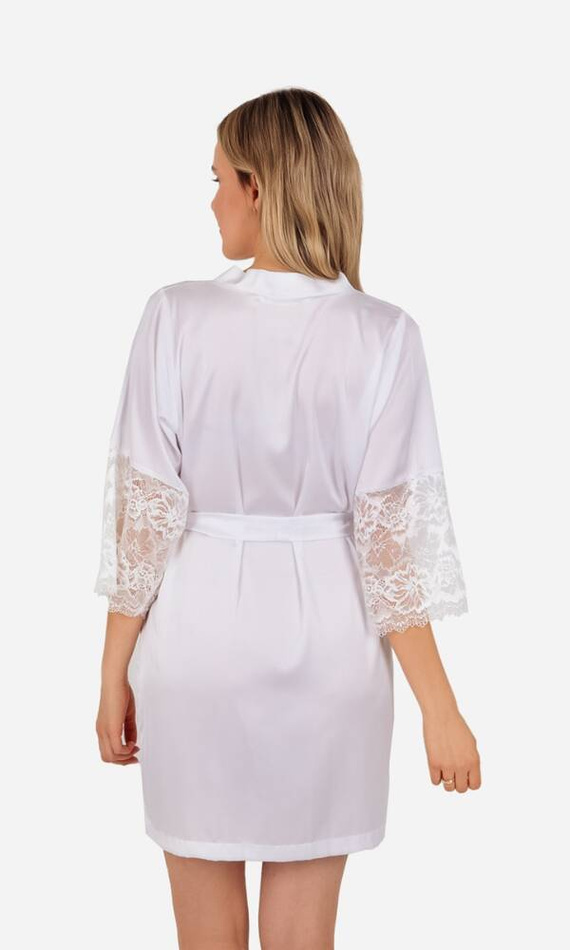 Carin Szlafrok damski satynowy ByShelly - biały