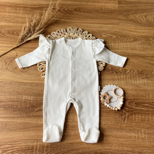 PAAG003 EkoBaby Mamatti Pajac dla dziewczynki - ecru